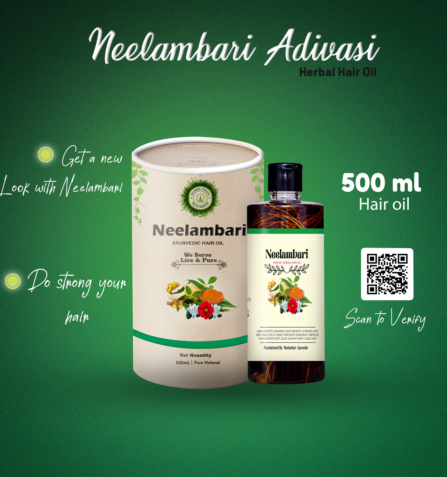 🔻 Adivasi Neelambari Pure Ayurveda hair oil