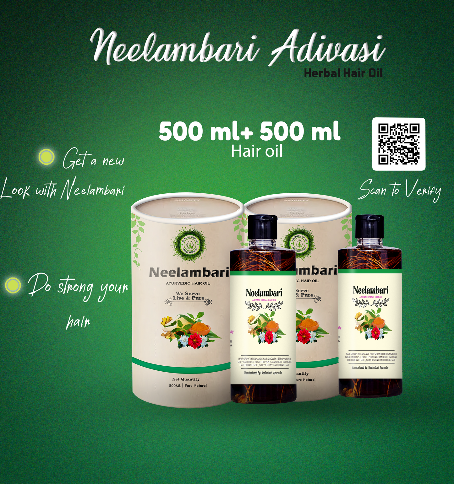 🔻 Adivasi Neelambari Pure Ayurveda hair oil