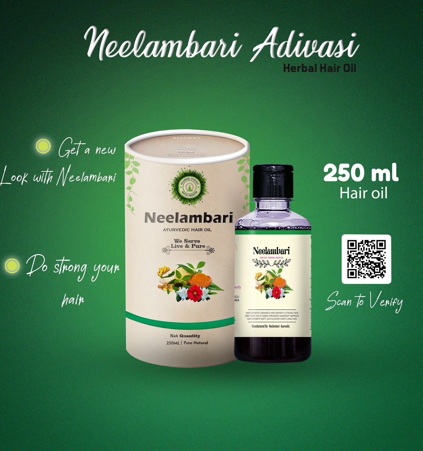 🔻 Adivasi Neelambari Pure Ayurveda hair oil