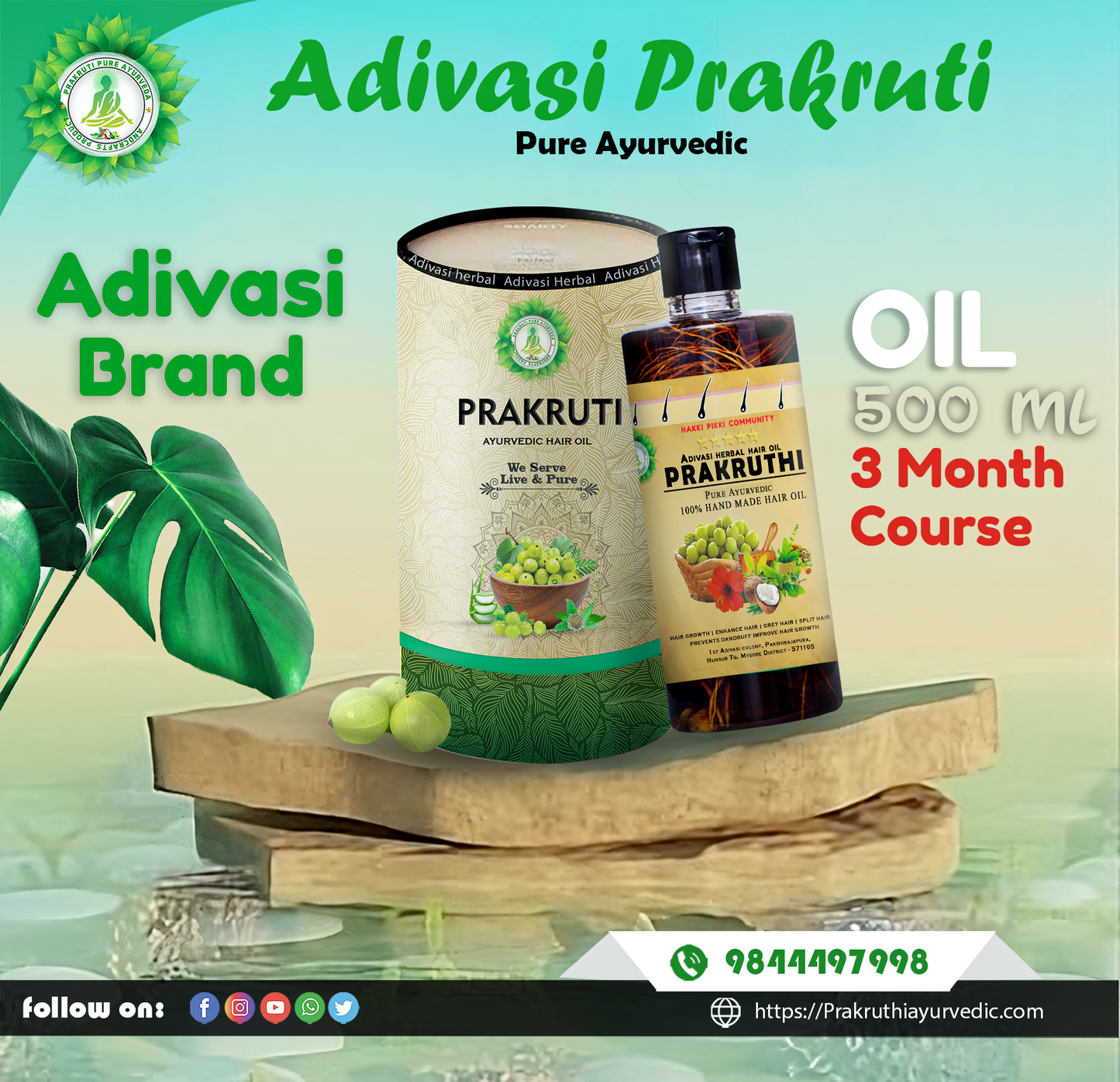 🔻500ML Adivasi Prakruthi Pure Ayurveda hair oil